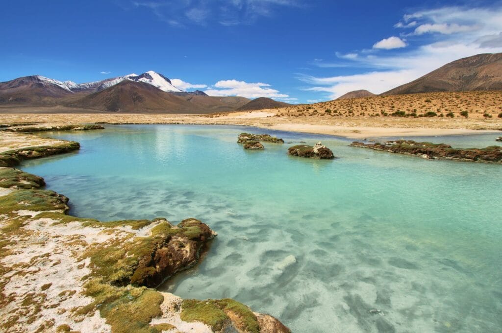 hot springs south of the salar de surire in Chile