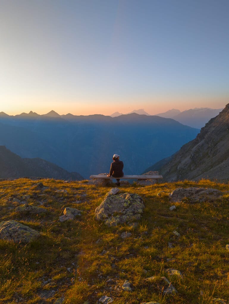 coucher de soleil à la Bordierhütte SAC