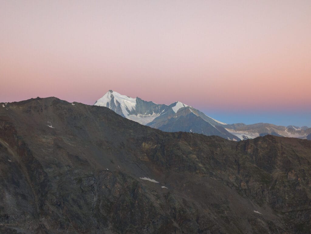 lever de soleil depuis le sentier vers Klein Bigerhorn