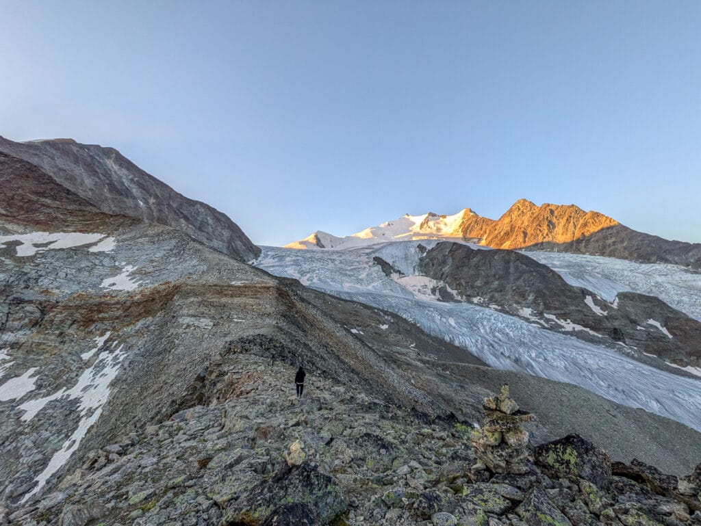 lever de soleil depuis le sommet du Klein Bigerhorn