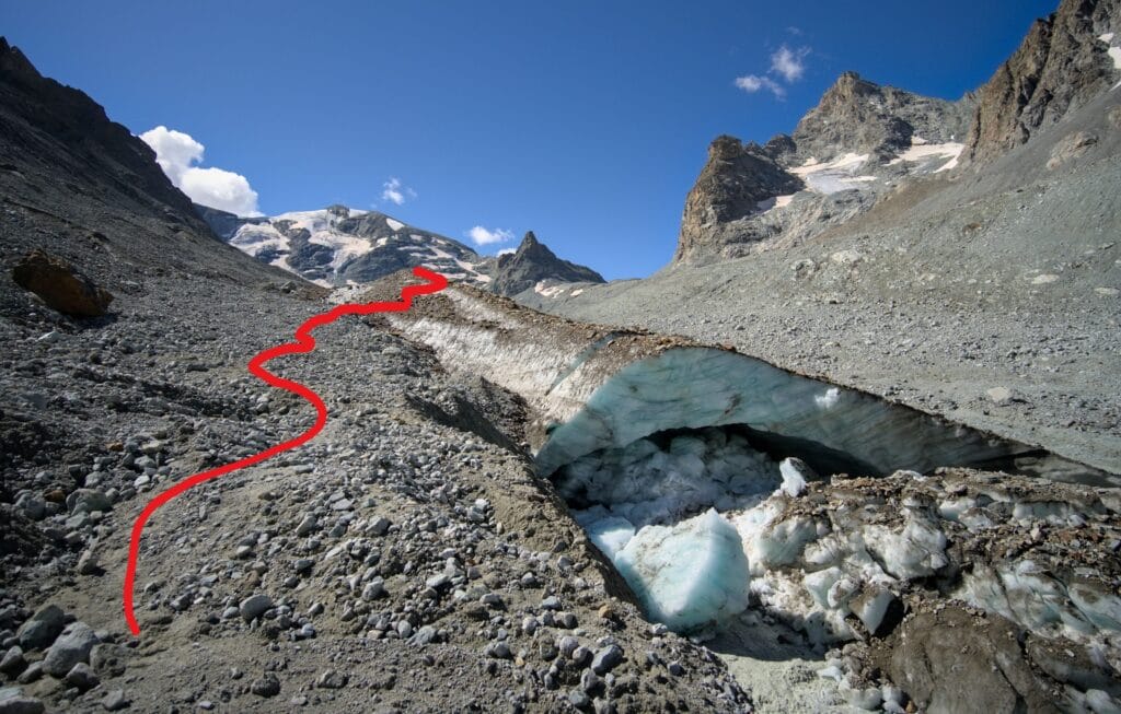 how to climb on the high glacier of Arolla