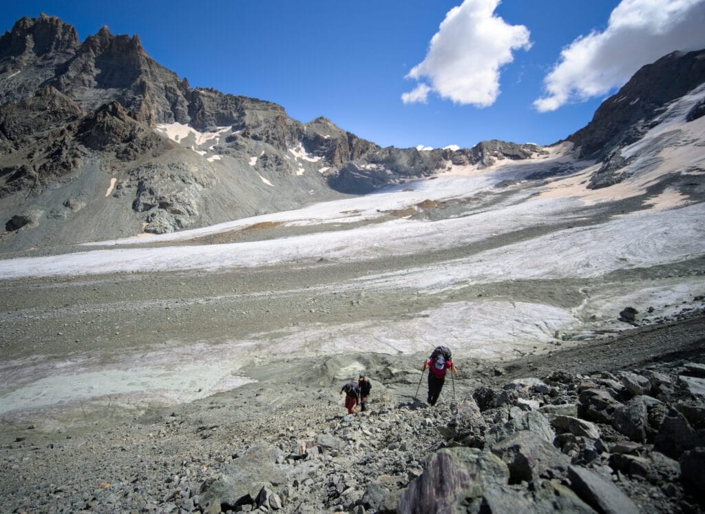 l'endroit où on a commencé à monter en direction du col Collon