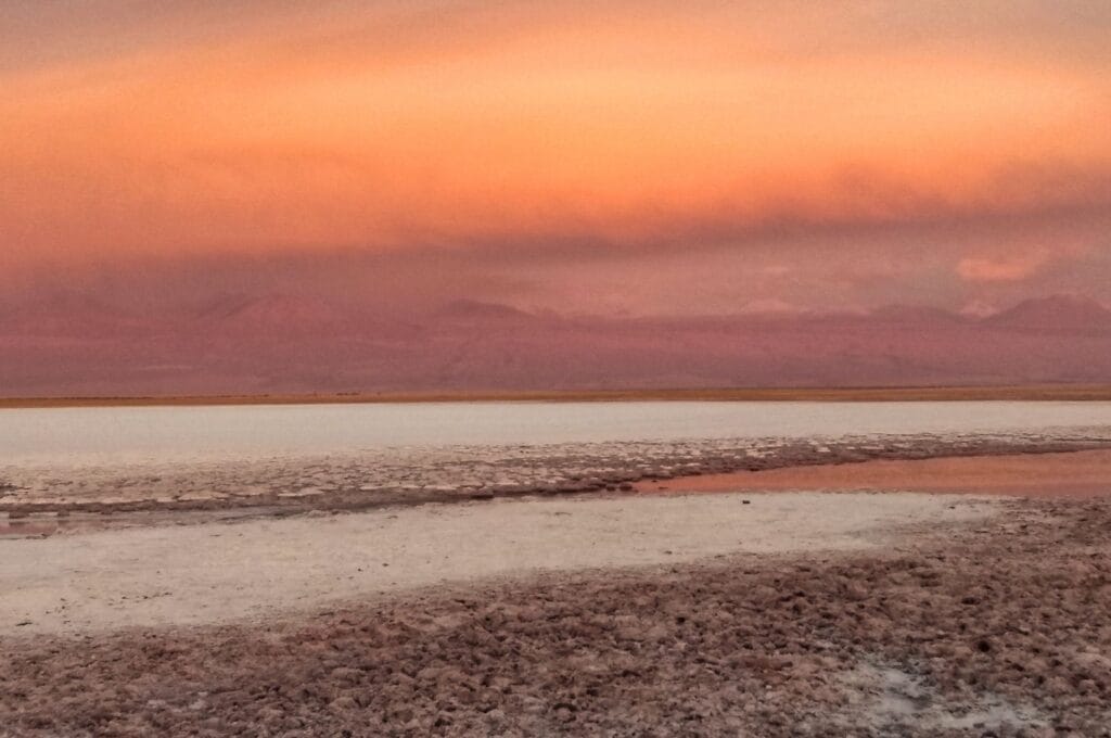 coucher de soleil sur la laguna Tebinquiche