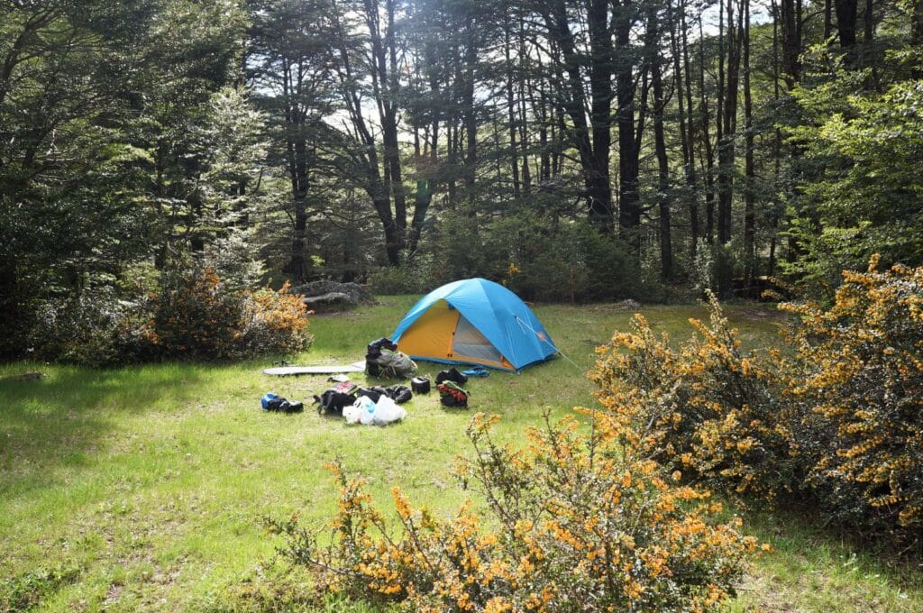 camping in huerquehue national park, chile