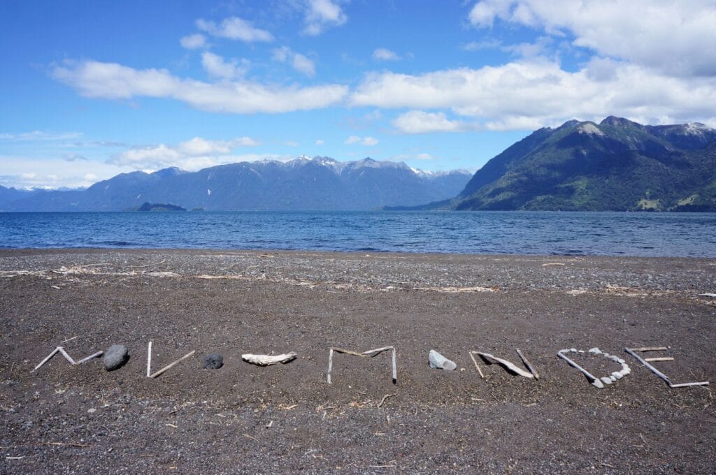 Novo monde sur une des plages du lac Todos Los Santos