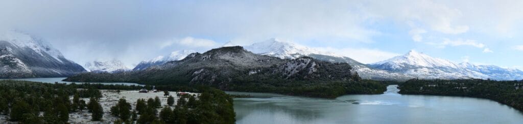 panorama of Dickson Lake and the campsite