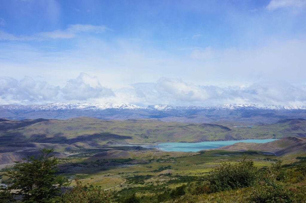 view of Torres del Paine National Park in Chile