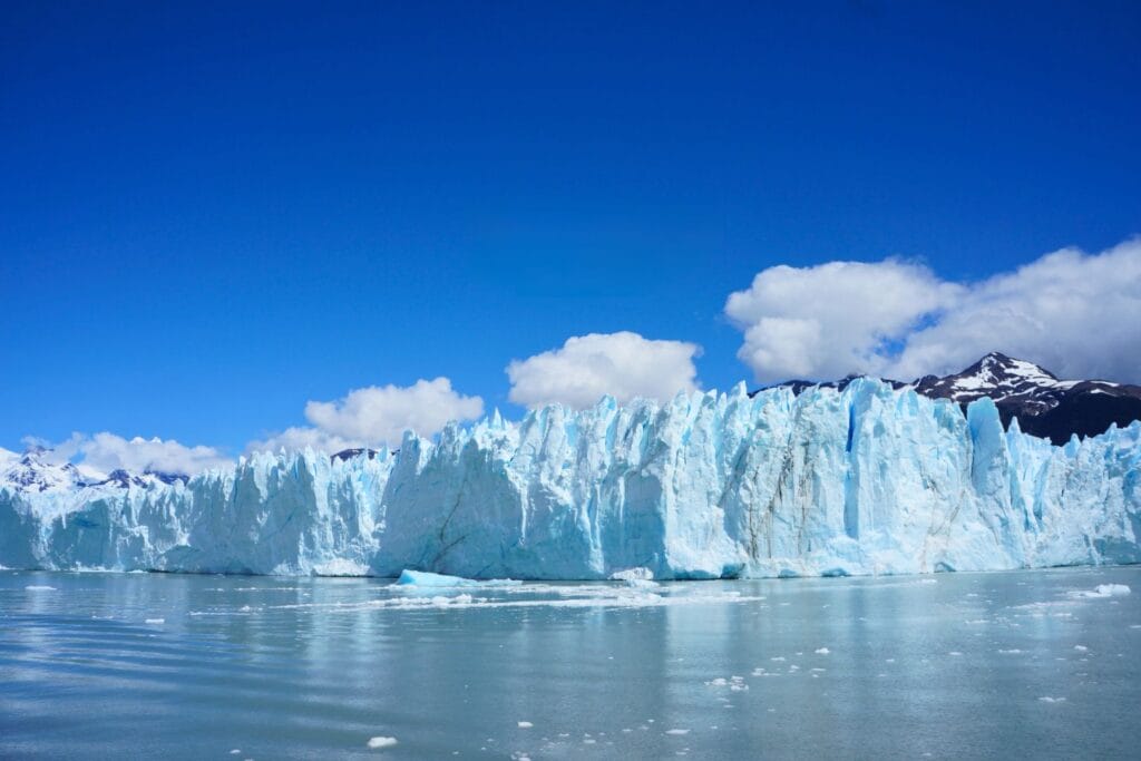 view of the glacier from Lake Argentino