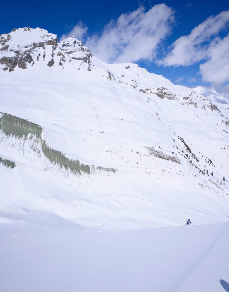 Belle descente pour revenir sur les pistes d'Arolla