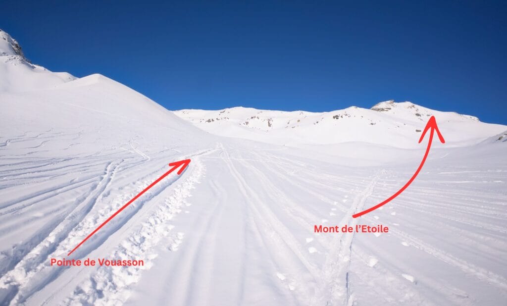 le croisement entre l'itinéraire de la pointe de Vouasson et du Mont de l'Etoile