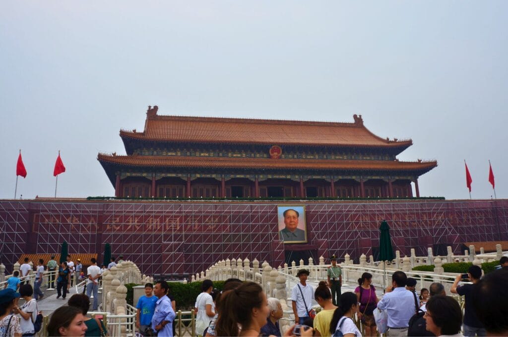 portrait of Mao Zedong on the wall of tiananmen square